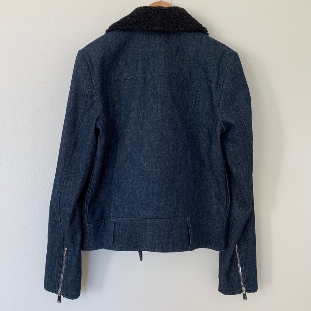 7 For All Mankind Denim Shearling Moto Jacket - Picture 7 of 11